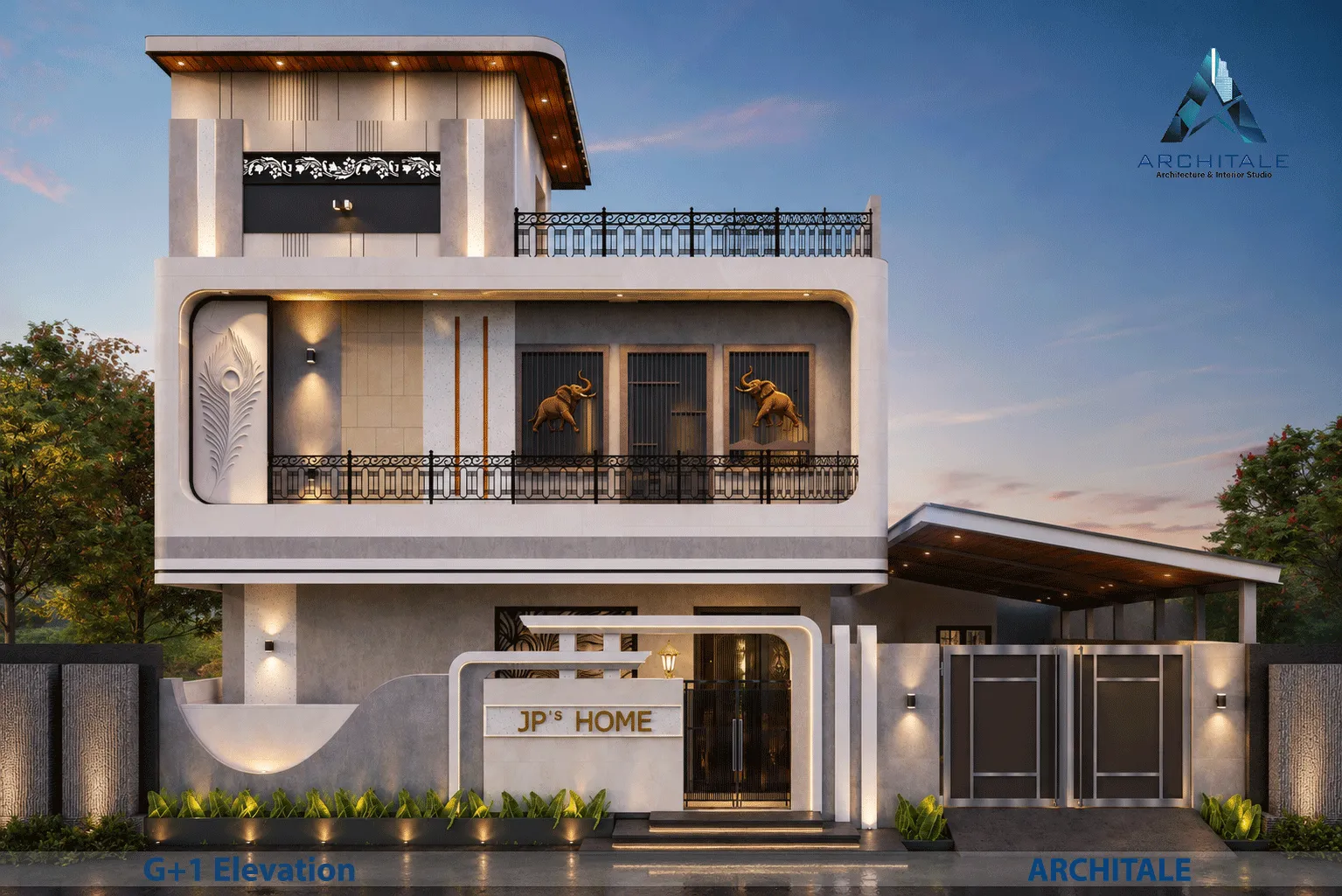Traditional Theme Residence — elevation design render, Architale