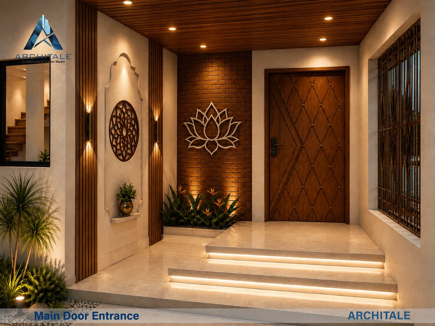 Traditional Theme Residence — Entrance Door Design