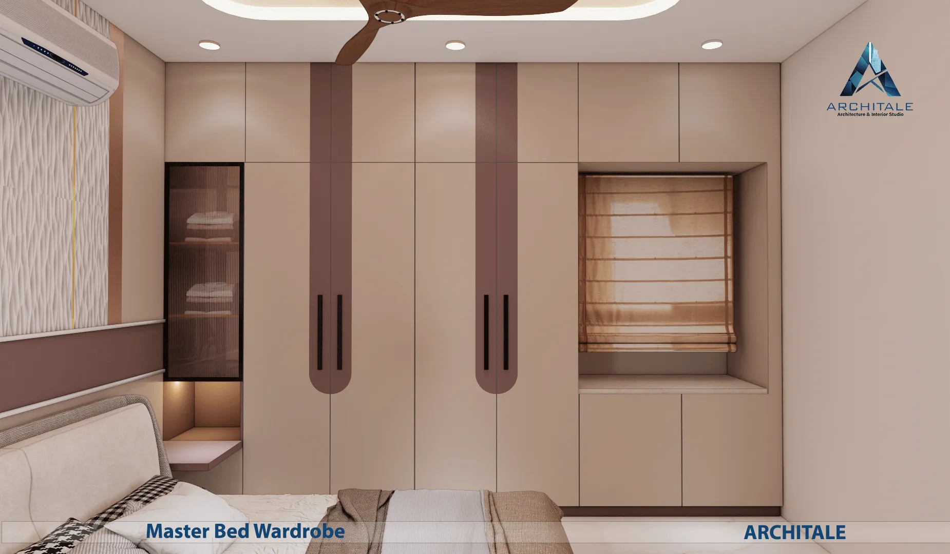 2BHK Interior Project — master bedroom wardrobe design render, Architale